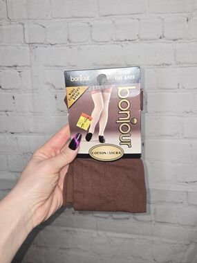 bonjour Over-the-Knee Cotton/Lycra Socks - Brown Vintage 80s